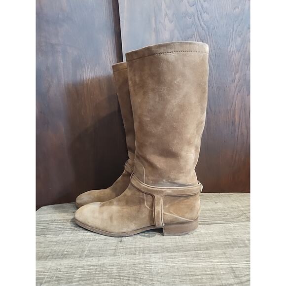 Authentic CHRISTIAN DIOR Urbaine 42 10 calf square toe tan brown riding boots - Picture 4 of 10
